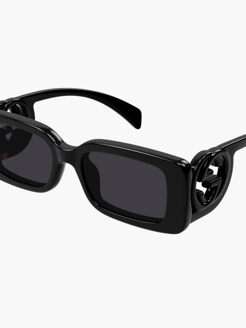 Gucci Black Rectangular Logo-Arm Sunglasses